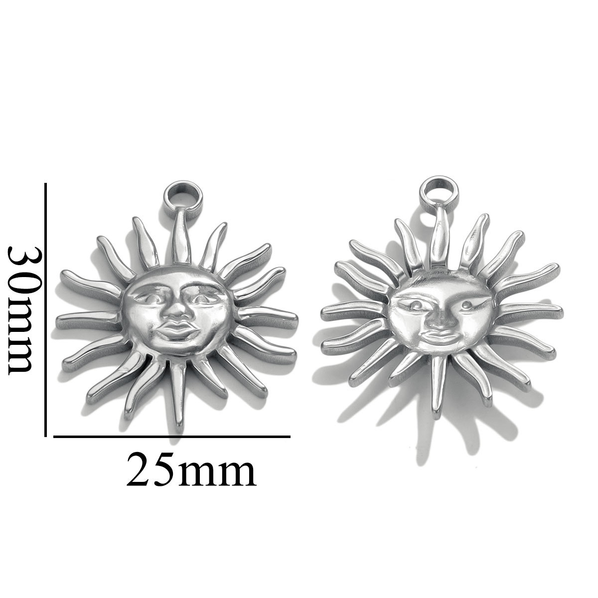 Silver color / 1 Piece Classic Retro Style Sun Shape Stainless Steel  Gold Color Women's Pendant 